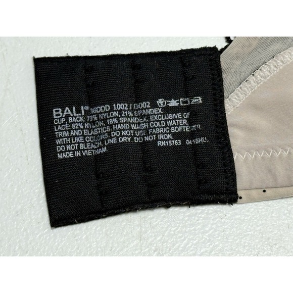36DDD Bali Bra Beige Black Lace Desire Back Smooth Underwire‎ Style 1002 Floral - Picture 12 of 12